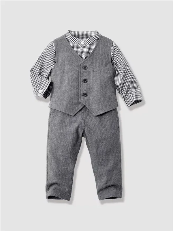 

2018 autumn Baby suit gentleman boys clothing set vest+long-sleeves shirt+ long pant/Popular style cloth
