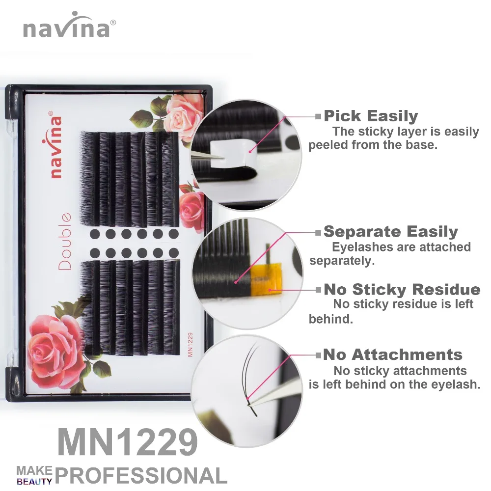 Накладные норковые ресницы для макияжа navina Two crul in one Curl B + C толщина 0 05-0 07 мм Длина