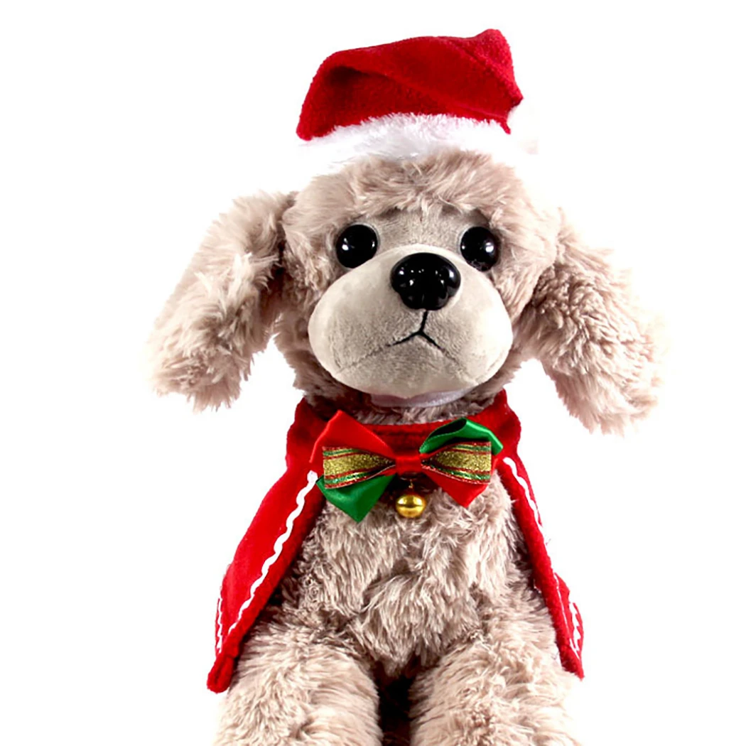 Рождественская накидка для домашних животных с милым бантом и колокольчиком