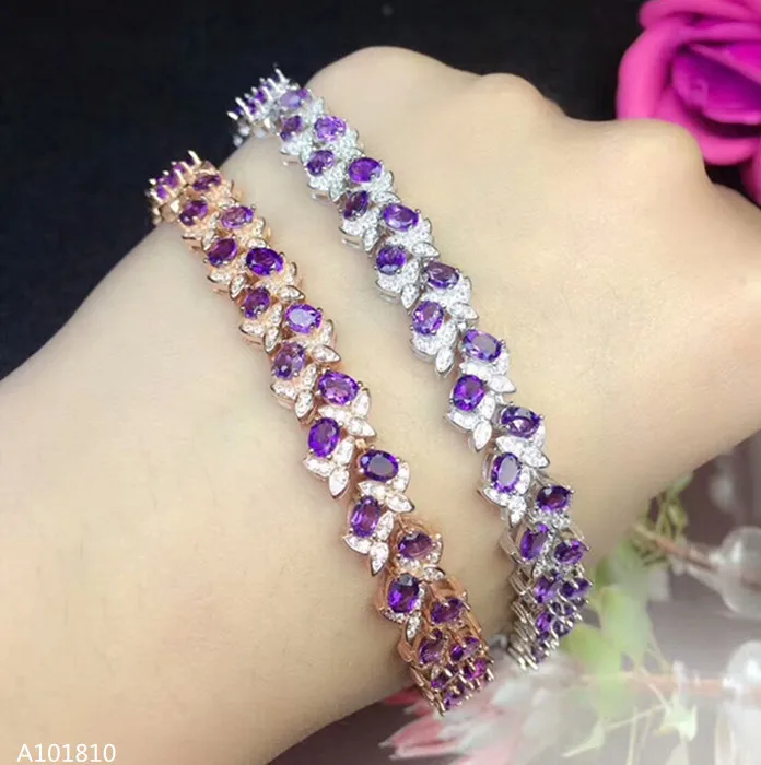 

KJJEAXCMY fine jewelry 925 pure silver inlaid Natural Amethyst Bracelet support test