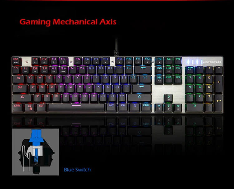 Motospeed CK888 NKRO синий переключатель 104Key Механическая игровая клавиатура и мышь комбо для игрового набора профессиональная клавиатура