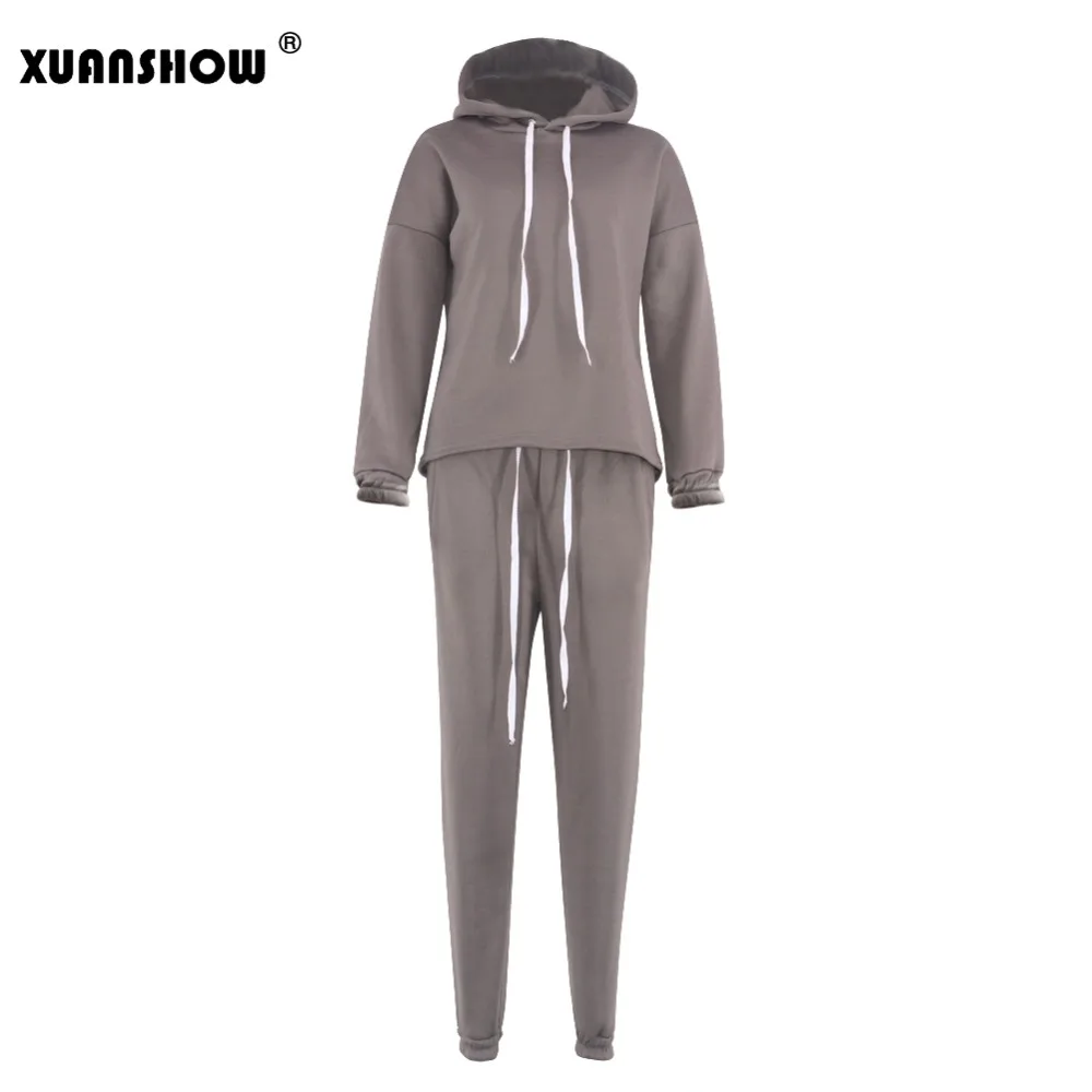 XUANSHOW 2020 осень зима ассиметричные однотонные женские наряды толстовки с длинным