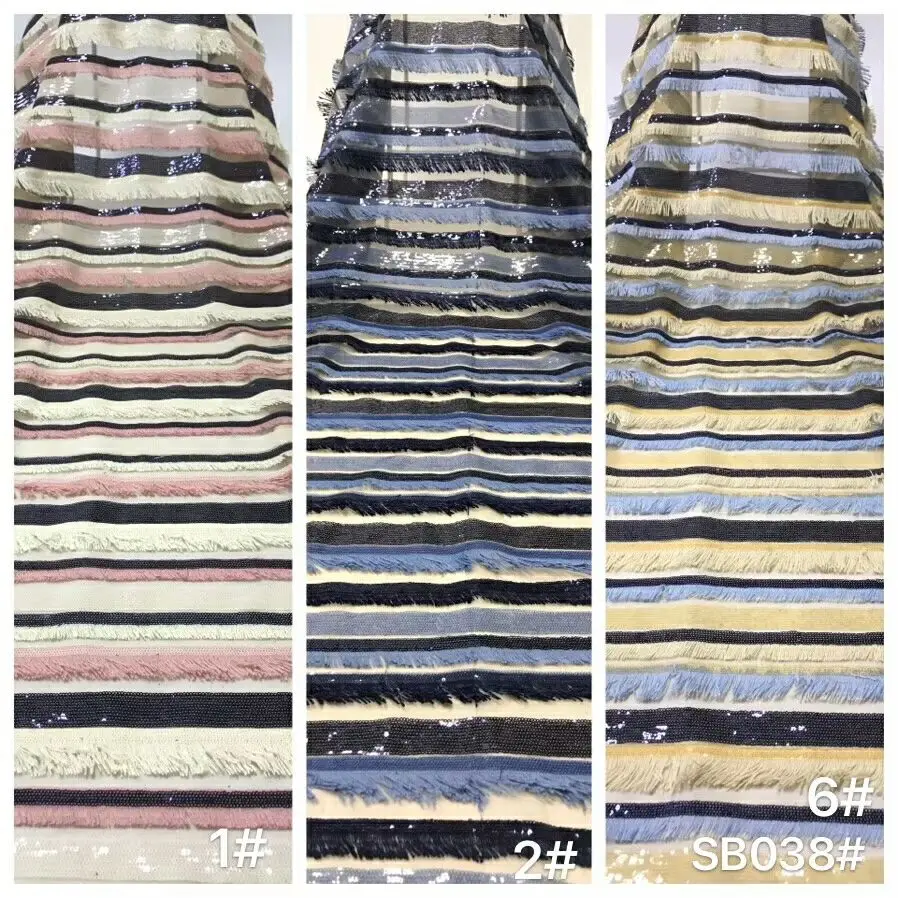 

High Quality Sequins French Tulle Mesh Lace Fabric Latest African Lace Fabric Nigerian Mesh Lace Fabric With Sequins XB34