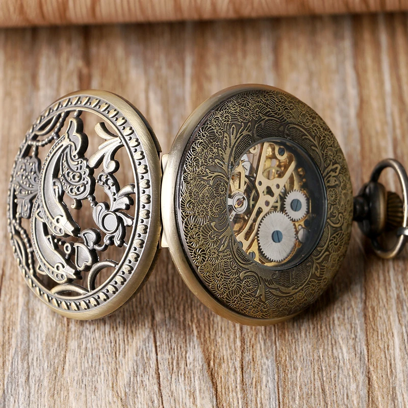 Медные бронзовые дельфины Мужские Механические карманные часы с ручным заводом
