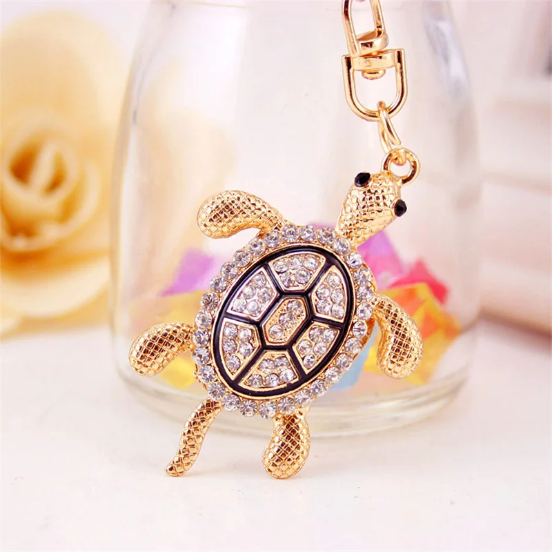 Notelty Crystal Tortoise Keychain Keyring Rhinestone Bag Pendant Women Alloy Car Auto Key Chains Ring Holder Chaveiro Llaveros | Украшения