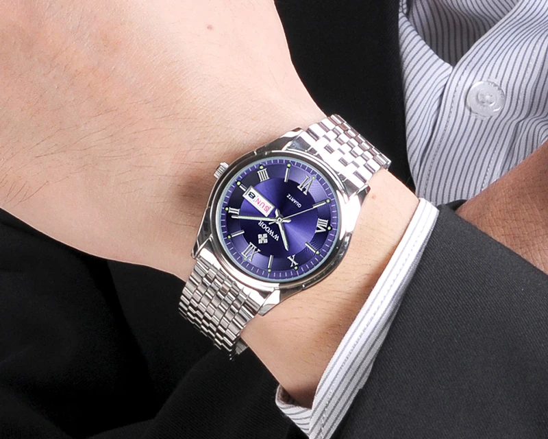 Reloj Hombre, мужские часы из нержавеющей стали, деловые кварцевые наручные часы, мужские роскошные брендовые светящиеся часы с датой, мужские часы