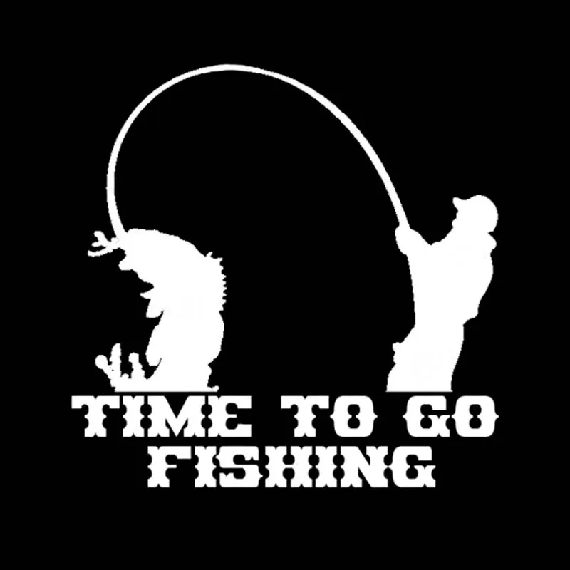 YJZT 14.7cm*14.7cm TIME TO GO FISHING Fun Vinyl Car-styling Car Window Sticker Decals Black Silver C11-0215 | Автомобили и