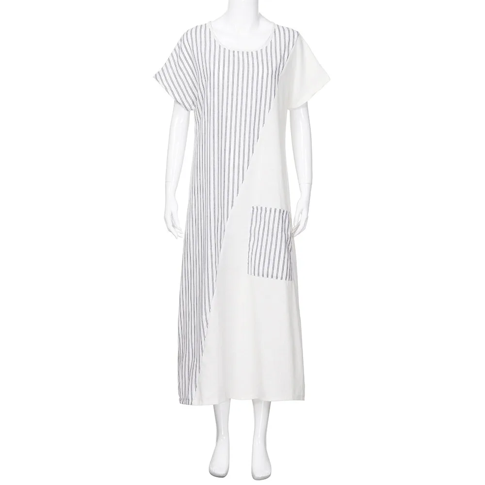 Свободное длинное платье кафтан женское модное Повседневное в полоску с вырезом