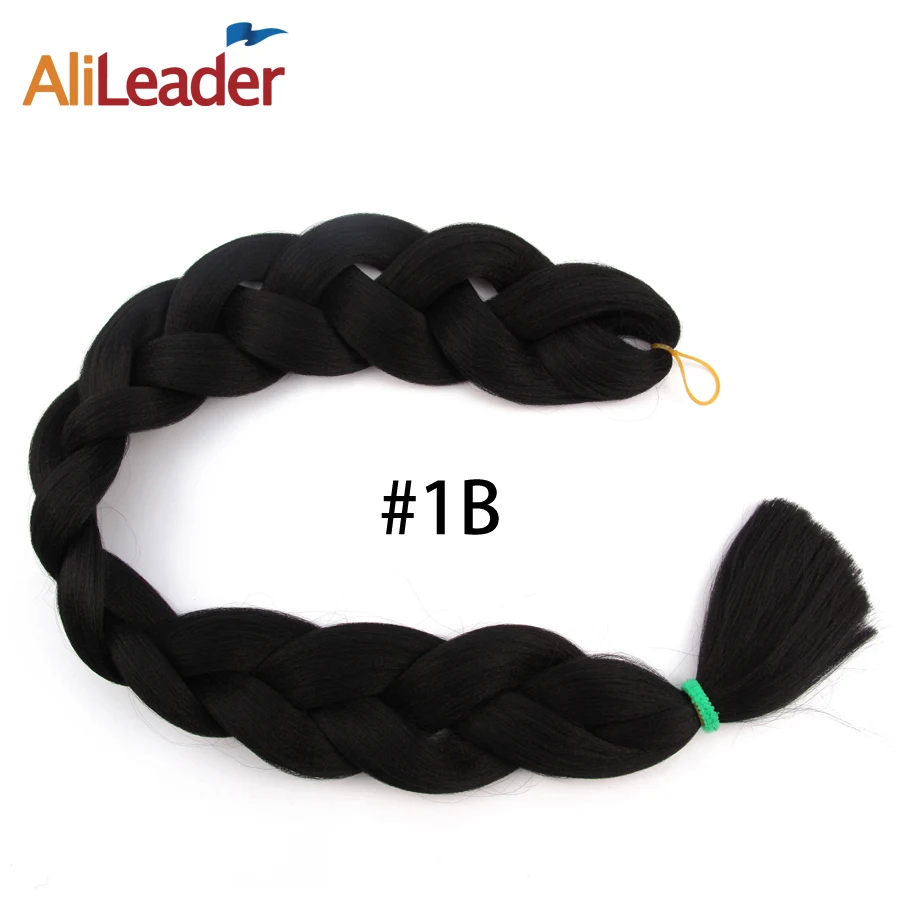 # 1B Alileader чистый цвет, канекалон, коса, синтетика, экспрессия, волосы в косах, для удлинения, косы вязанные крючком, 36 дюймов, 165G, афро, огромные волосы - Цвет: # 1B