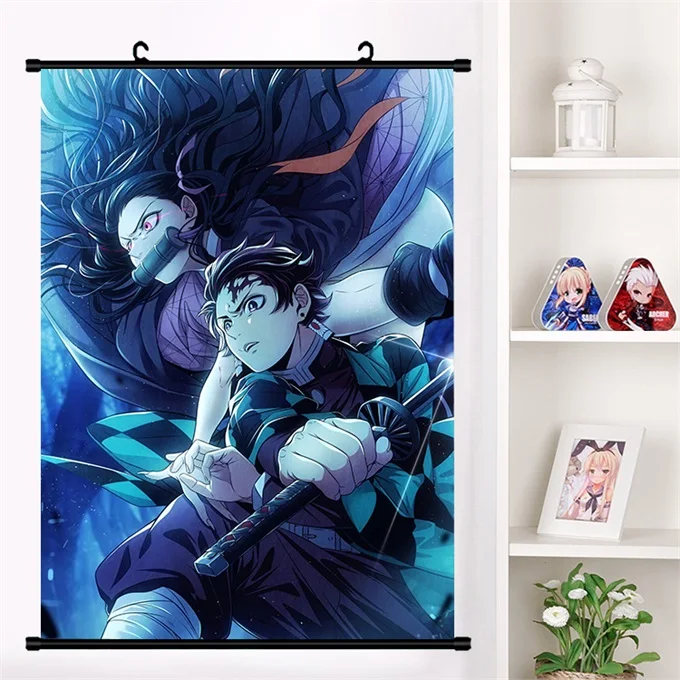 M Аниме демон убийца: Kimetsu no Yaiba Kamado Tanjirou Kamado Nezuko настенный свиток плакат Настенные подвесные плакаты домашний декор - Цвет: M