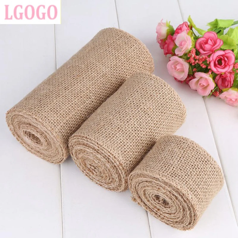 LGOGO натуральный лента из джута мешковины Sackcloth кружево ленты Джутовая Ткань