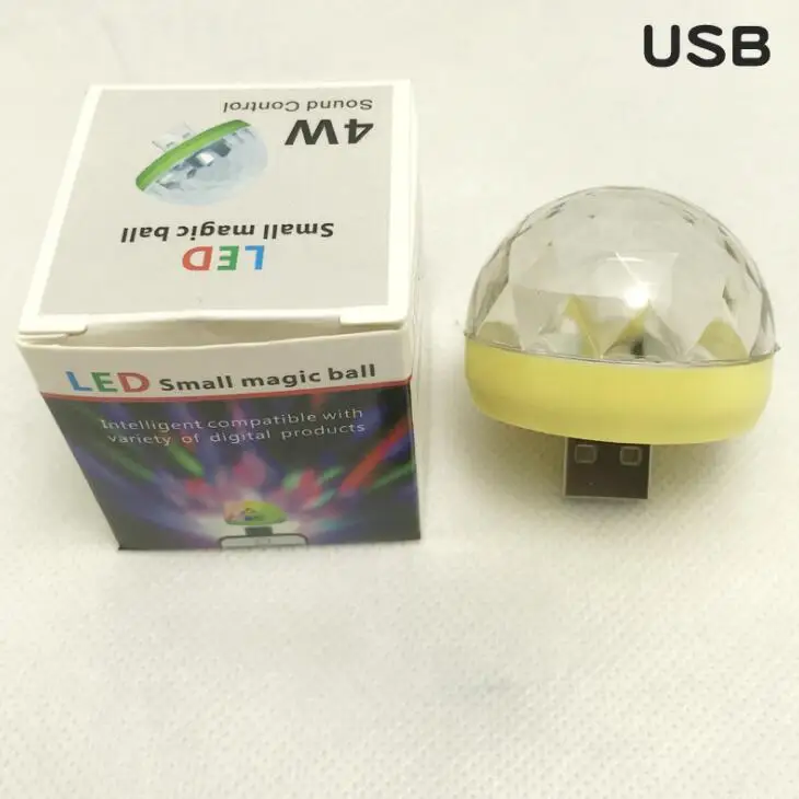 Yellow USB Light Мини USB диско-светильник светодиодный вечерние светильник s Портативный хрустальный магический шар красочный эффект сценический светильник для дома вечерние украшения караоке - Испускаемый цвет: Yellow USB Light