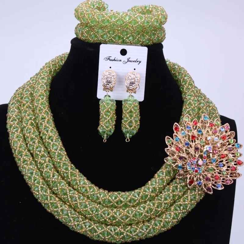 Милый розовый нигерийские Свадебные африканские бусы Ювелирные наборы сова