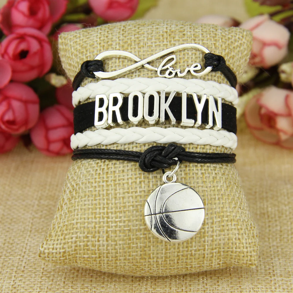 Браслет для футбольной команды Infinity Love Brooklyn черно-белый спортивный CJDropShipping |