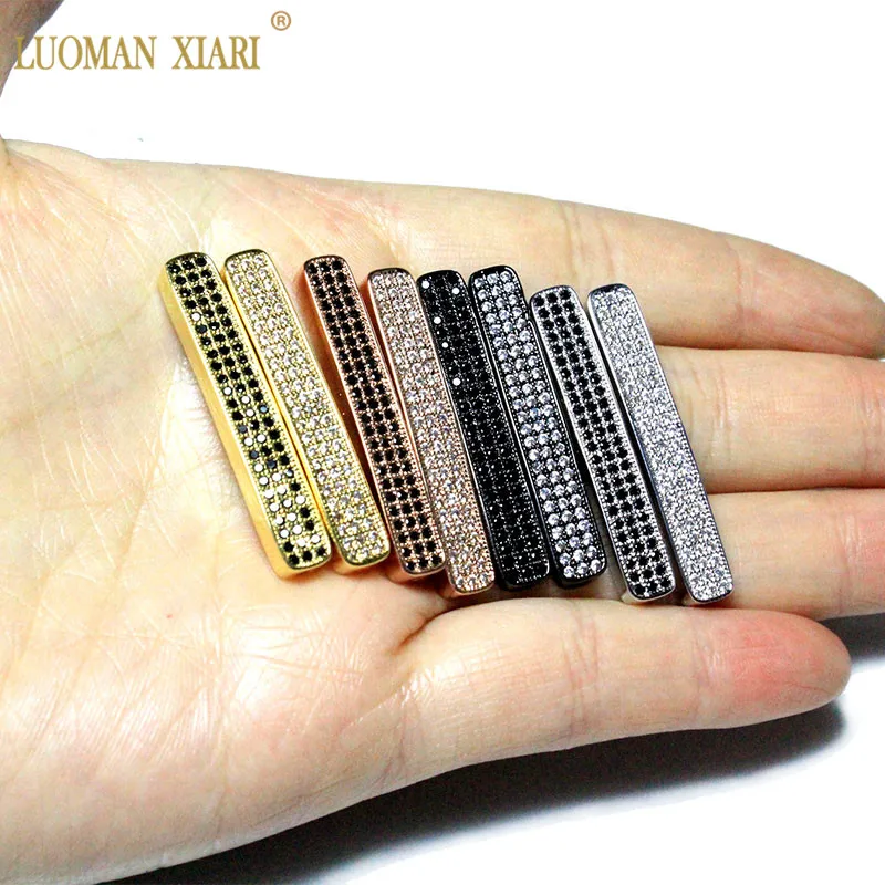 Оптовая продажа 5 шт. медные бусины прямоугольной формы AAA из циркония подходят