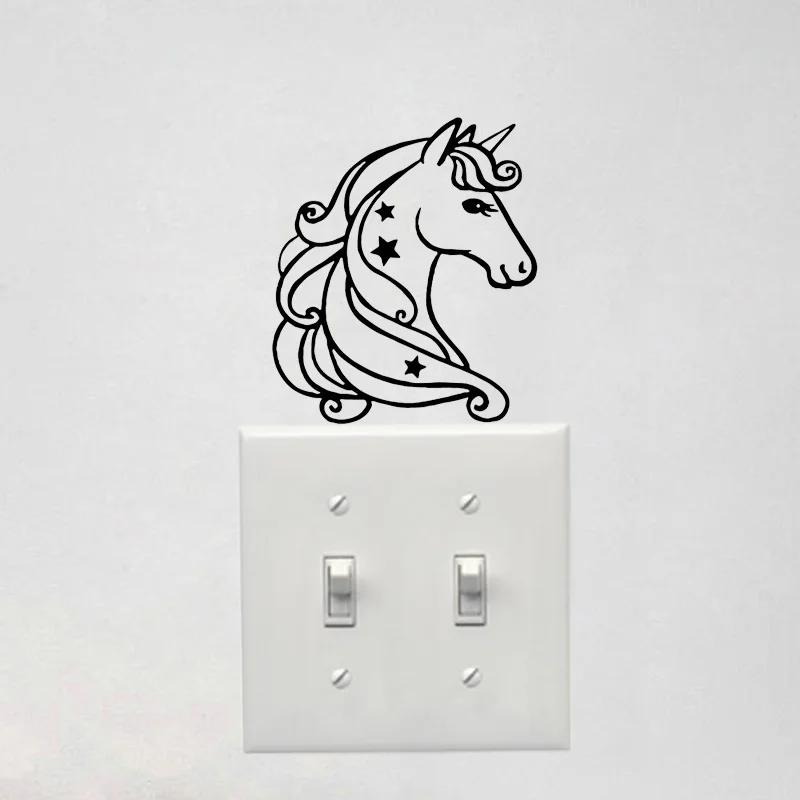 YJZT Pattern Vinyl Switch Sticker Living Room Decor Wall Decal Cartoon Unicorn 17SS0044 | Дом и сад