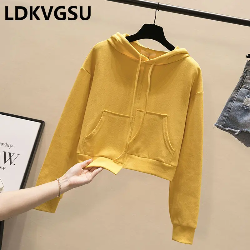 Женский пуловер с асимметричным подолом однотонный тонкий свободный короткий