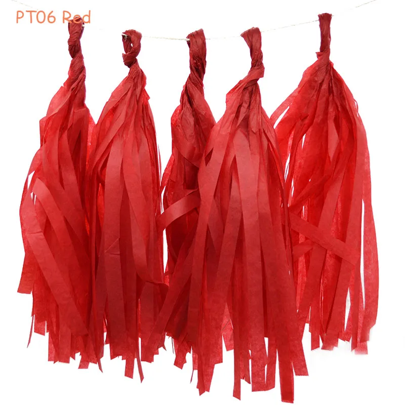 PT06 red 5 листов/Лот Декоративные DIY тканевая бумага кисточка гирлянда бахрома фон из флажков Гирлянда Свадьба День Рождения Вечеринка украшения - Цвет: PT06 red