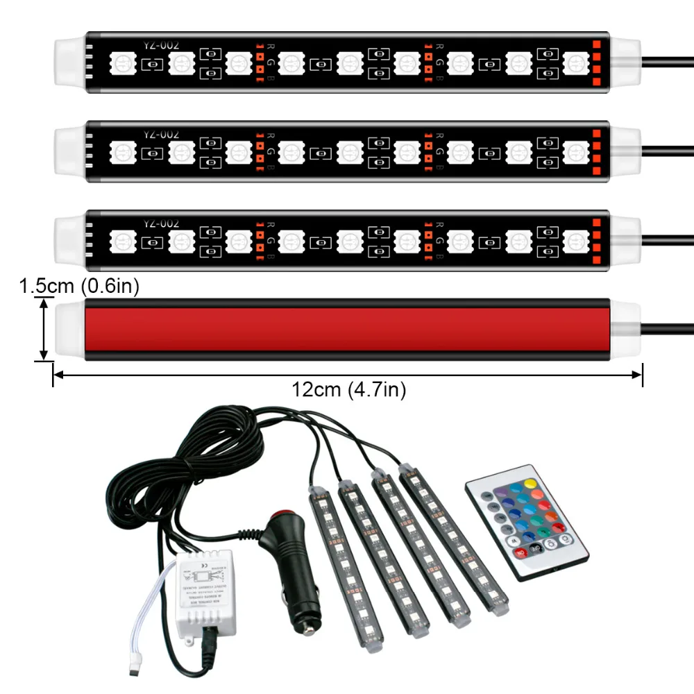 4 шт. 12 в автомобильный RGB светодиодный DRL полосы света 5050SMD автомобильное