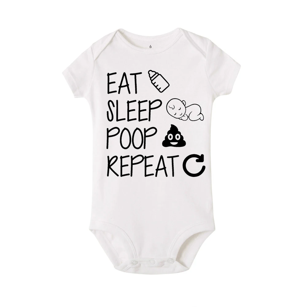 FashionInfant детским комбинезончиком Eat Sleep корма Повторите летняя одежда для малышей