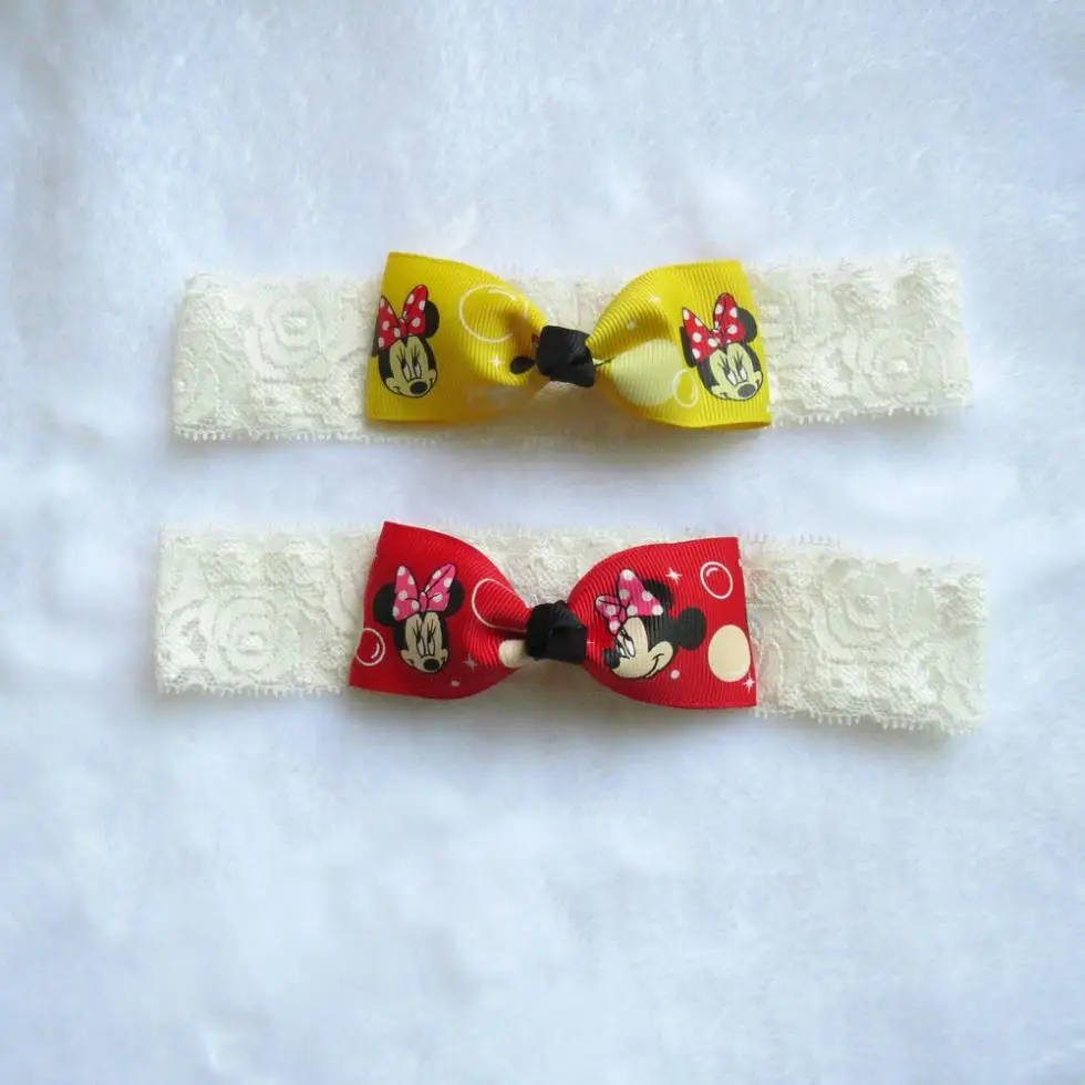 children's hair accessories Children headdress head flower baby cartoon bowknot with elasic lace bands | Детская одежда и