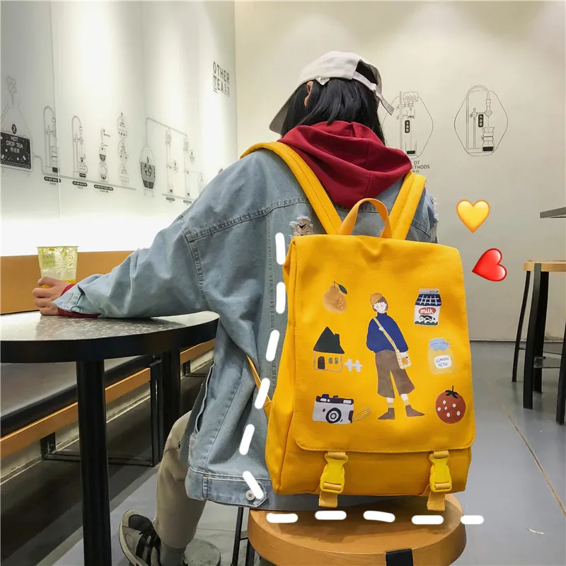Женский холщовый школьный рюкзак для подростков Mochilas Bookbag модный школьный рюкзак для девочек черная школьная сумка