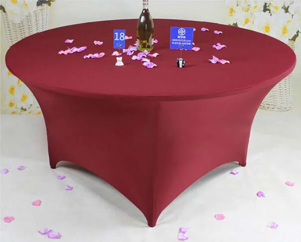 burgundy Дорогой 6 шт 4ft 5ft 6ft круглый лайкры стрейч подогнаны спандекс Скатерти Скатерть для свадьбы банкета скатерти - Цвет: burgundy