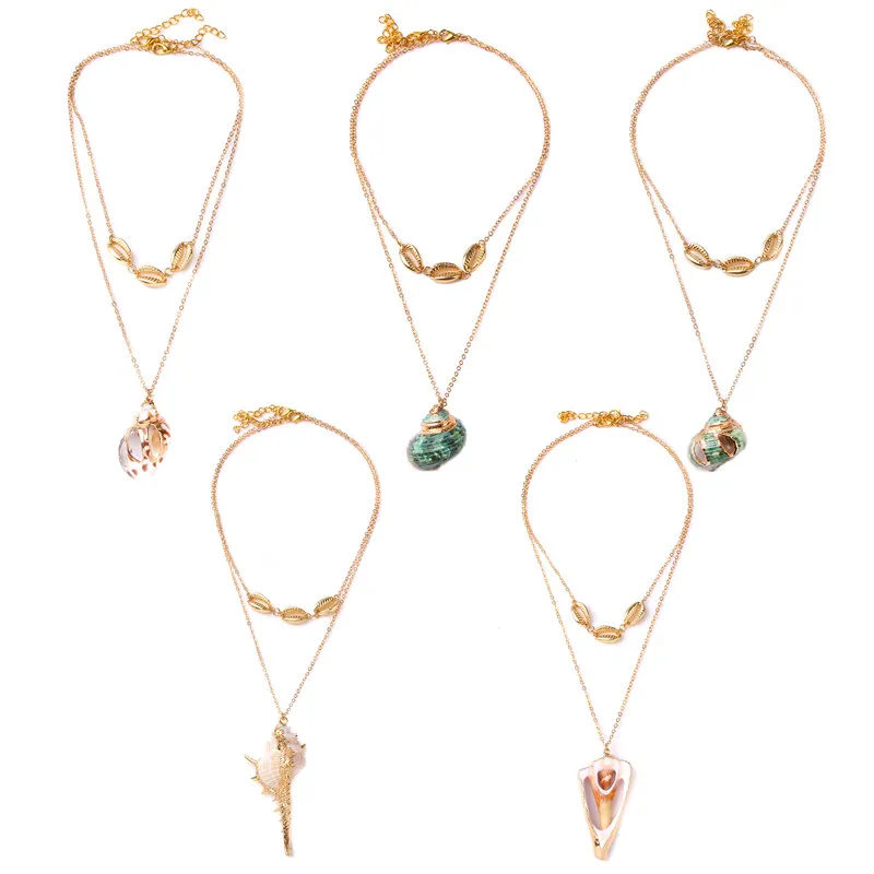 Новинка 2019 года многослойная ракушка ожерелье с подвеской женское винтажное