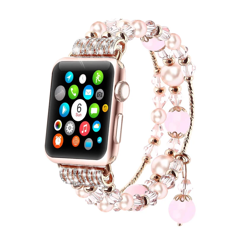 

stainless steel strap for apple watch band 42mm 38mm iwatch series 6/SE/5/4/3/2 44mm 40mm agate elastic Stretch correa pulseira