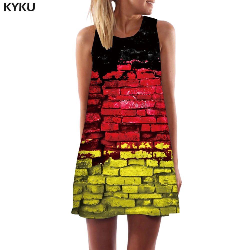 KYKU платье с геометрическим узором для женщин германия танк флаг Vestido сексуальный