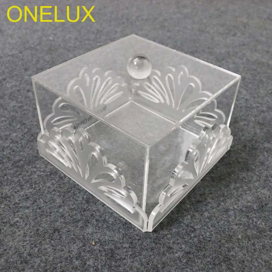 Лазерная резка акриловая коробка шоколада, Lucite закуски лоток для хранения с крышкой - Цвет: clear