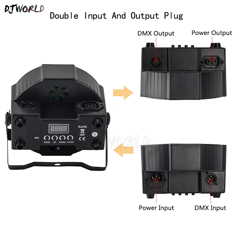 Djworld LED Par 7x18W RGBWA + UV 6 в 1 для профессиональных сценических светильник DMX512 световой