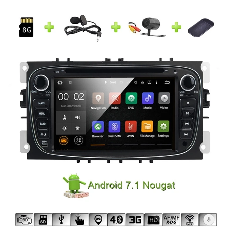 В тире сенсорный экран навигационный dvd плеер стерео для Ford Focus C Max Mondeo S Android 7 1