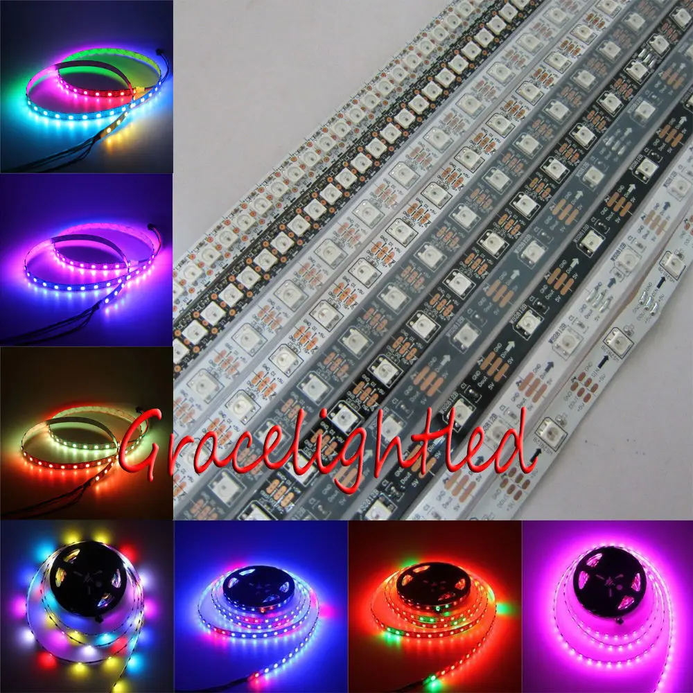 WS2812B 5050 RGB Светодиодные ленты 5 м 150 300 светодиодный s 144 30 светодиодный/M