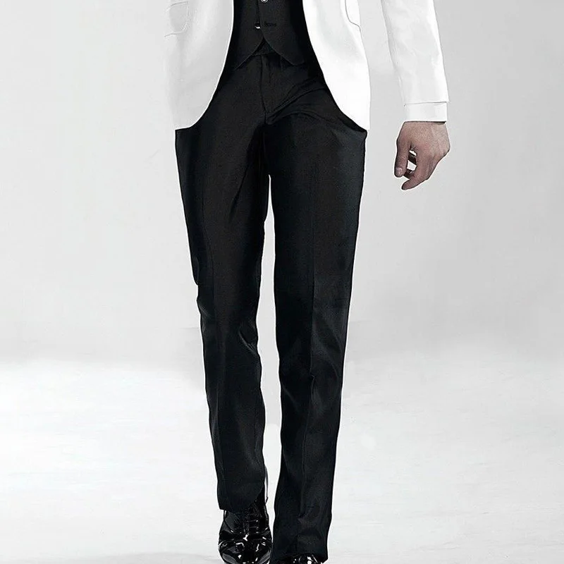 Белые Свадебные Жених костюмы с остроконечным лацканом из 3 предметов Slim Fit