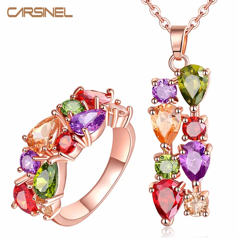 Комплект из колье и кольца под розовое золото|Ювелирные наборы для невесты| |