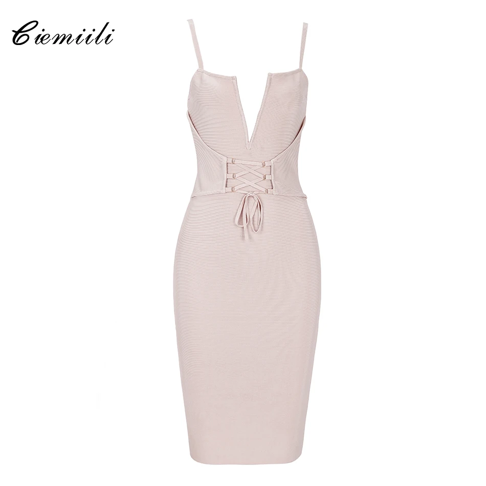Женское Бандажное платье CIEMIILI с открытой спиной на молнии сзади бретельках для