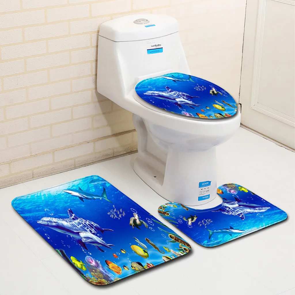 Wc, сиденье для унитаза, крышка для унитаза, аксессуары для унитаза, 3 шт., нескользящий коврик для ванной, ванная комната, кухонный ковер, коврики, Декор, туалетная крышка для унитаза
