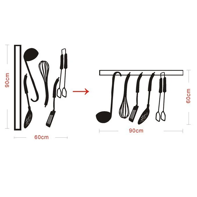 DIY Креативные кухонные настенные наклейки домашняя декоративная вилка и ложка