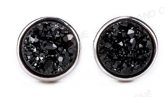 A07 Black EYIKA горячие роскошные натуральные серьги друзы круглые 10 мм drusy 13 цветов опал серьги-гвоздики для Дня матери элегантный подарок для женщин/девочек - Окраска металла: A07 Black