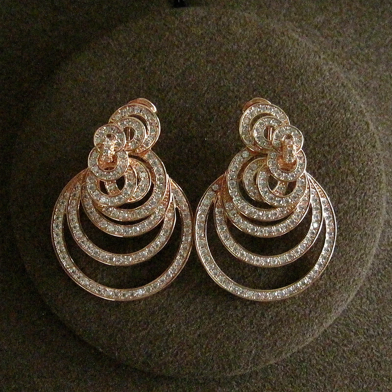 Hot sale Fashion AAA cubic zirconia rosegold Composite ring type Stereoscopic jewelry set S9784r |