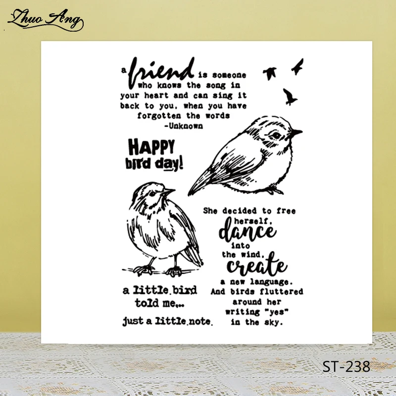 

ZhuoAng Happy Bird Day Clear Stamps For DIY Scrapbooking/Card Making/Album Decorative Silicon Stamp Crafts
