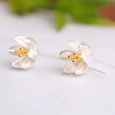 Women's Fashion Jewelry: Long Flower Earrings crafted in 925 Sterling Silver - Perfect for Stylish Sterling-Silver-Jewelry Lovers - Pendientes image 4