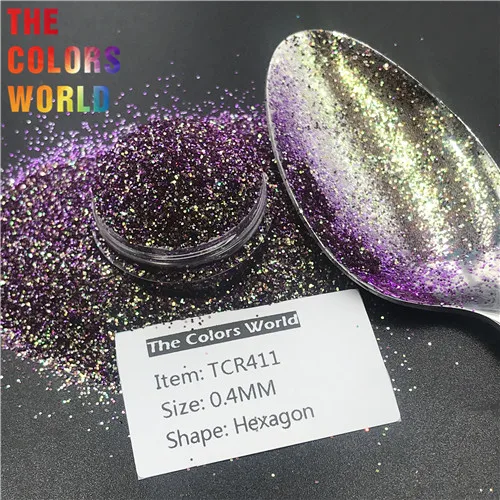 TCR411 50g TCT-327 Хамелеон цвет шестиугольник 0,4 мм цвет сдвиг ногтей Блеск художественное оформление ногтей макияж тумблеры ремесла фестиваль аксессуары - Цвет: TCR411 50g