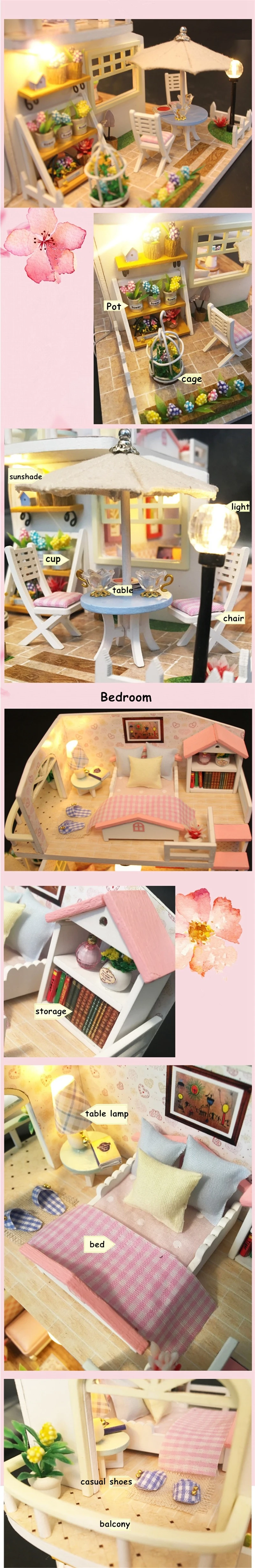 Diy кукольные домики мебель Miniatura ручной работы кукольный дом миниатюрный деревянный кукольный домик игрушки для детей взрослые подарок на день рождения