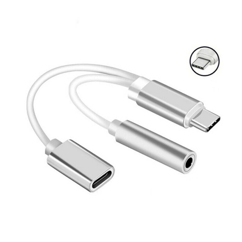2в1 USB-C type C до 3,5 мм AUX аудио кабель зарядный кабель адаптер для наушников