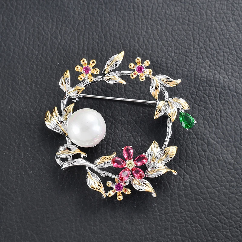 Высококачественная Радужная Цветочная Брошь венок шар кокосовое дерево