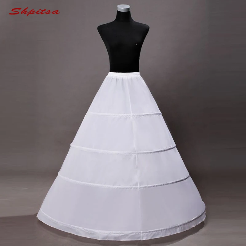 

Белая Нижняя юбка с 4 кольцами для свадебного платья, бальное платье, кринолиновая Женская юбка-обруч, Нижняя юбка