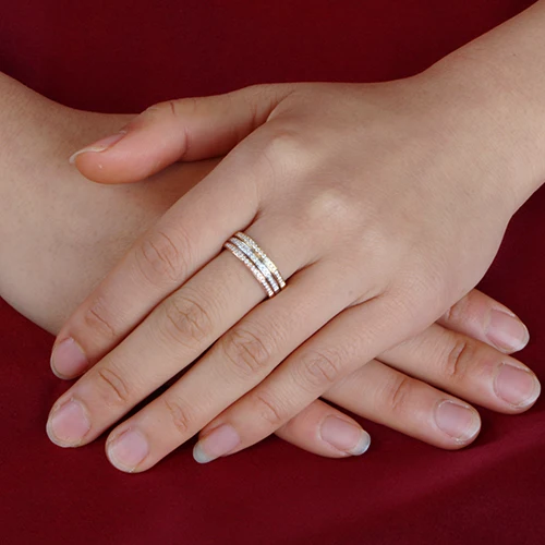 Женское Обручальное кольцо с полукреплением три комбинированных стерлингового