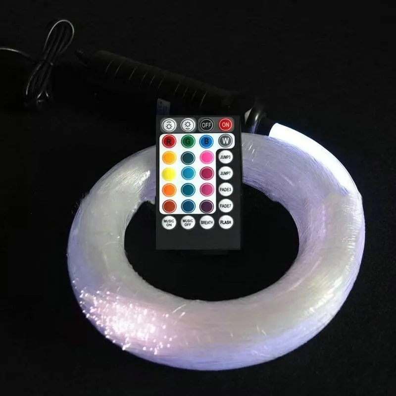 28key Remote control Sound Musical Car Use 12V 6W RGB PMMA Engine Light Machine+150pcs 0.75mm 2M(L) Fiber Optic cable Star DIY | Лампы и